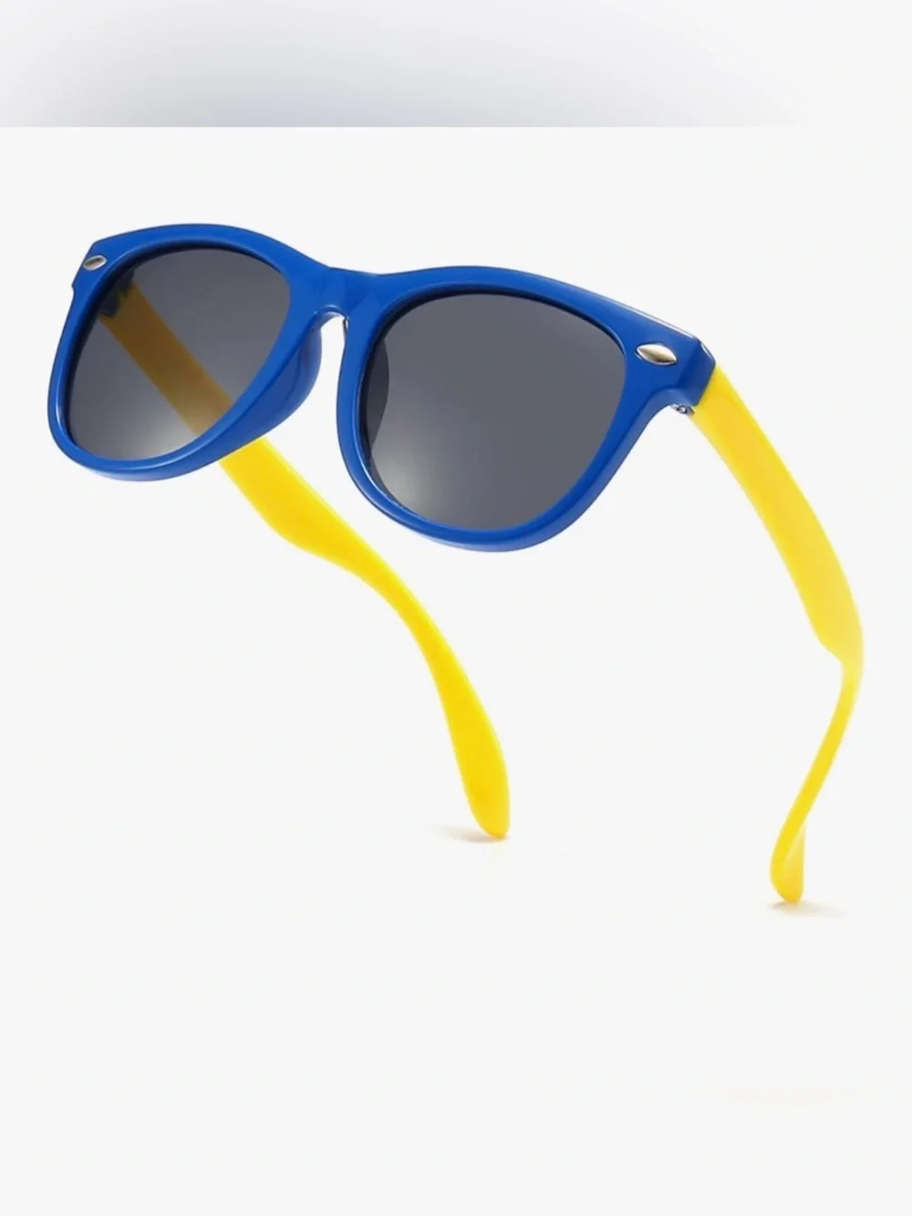 2 pack of Kids Sunglasses - Light Blue & Royal Blue with Yellow Temples